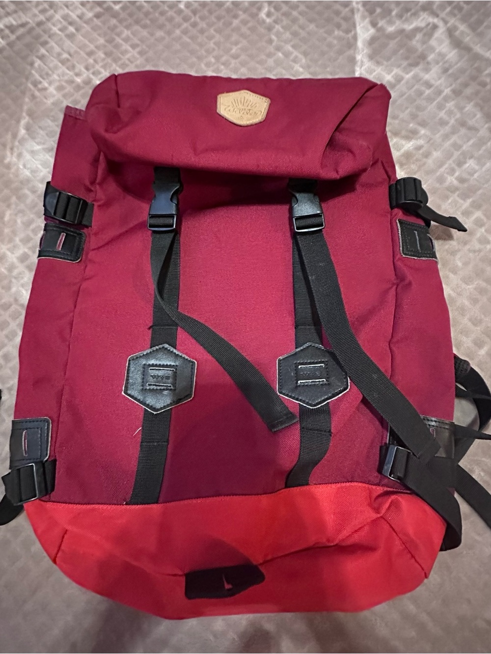 Wilders & sons.  Burgundy & Red Outdoor Backpack